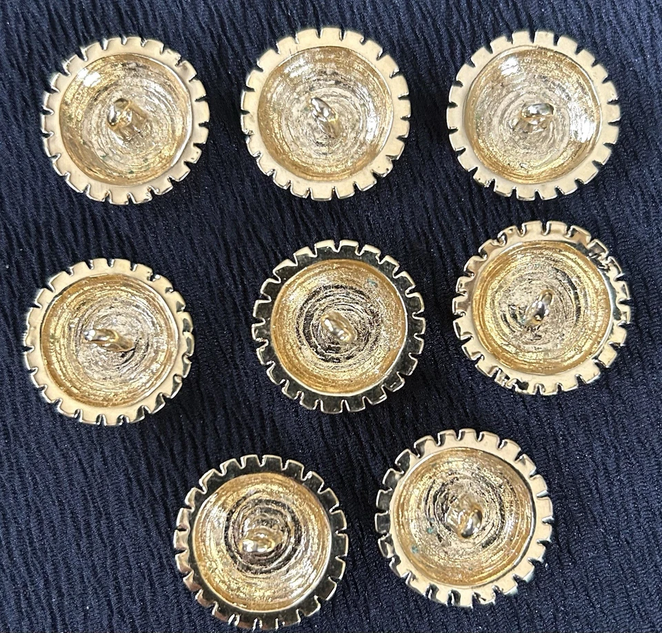 Z 8 St John Marie Gray Designer Gold Blk Coat 1” Round Metal Button Vtg B1 - Image 4 of 4