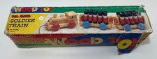Playmakers Pull Along Soldier Train Wooden Toy x 17 Soldiers with Box