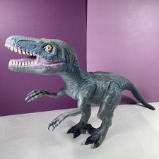2014 Velociraptor Rubber Dinosaur 17" Standing Gray Raptor  Jurassic Toys R Us