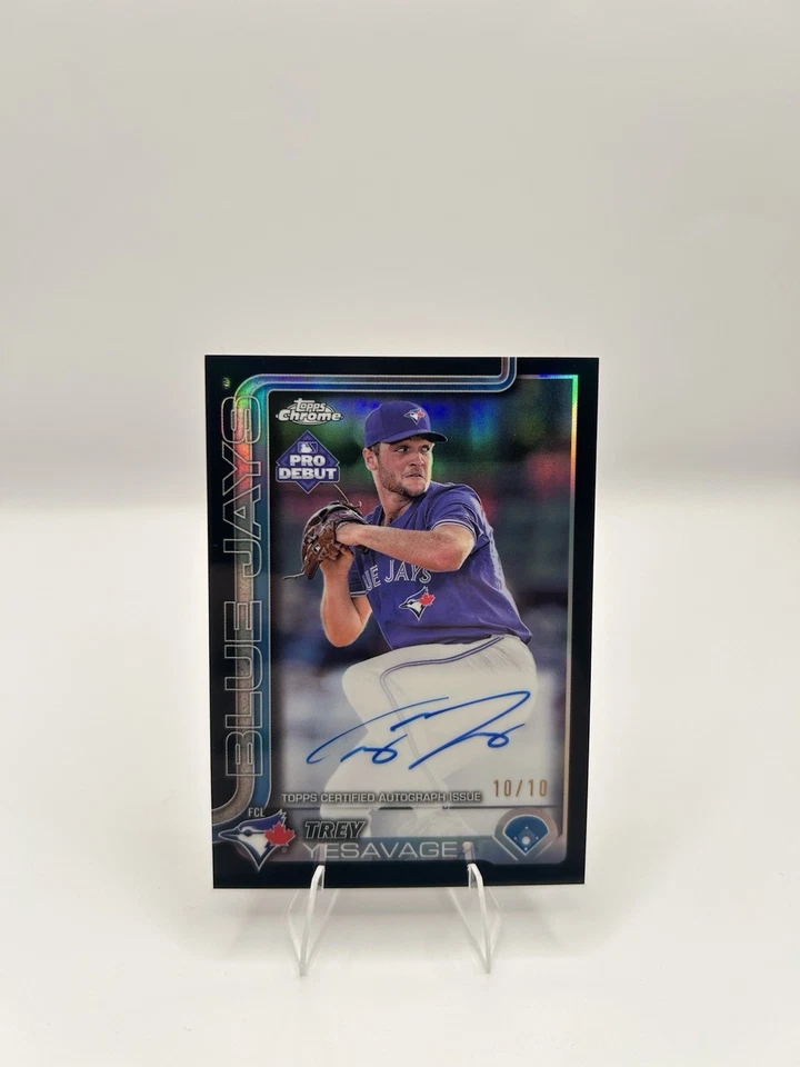 2025 Topps Chrome Pro Debut Trey Yesavage Black Auto 10/10 Last Print 🔥 - Image 3 of 4