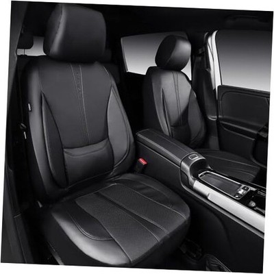 CAR PASS Nappa Leather Car Seat Covers, Water Resistant 3D Foam Two Front Black