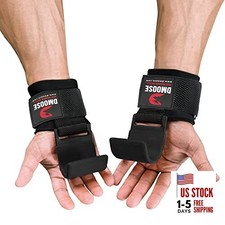 DMoose Weight Lifting Hooks Pair , Hand Grip Support Wrist Black Flat Hook 