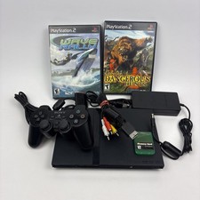 Sony PlayStation 2 PS2 Slim SCPH-70012 Console DualShock 2 - 2 Games Tested