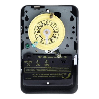 INTERMATIC T101 Electromechanical Timer,24 hr,Gray,Metal 2E021