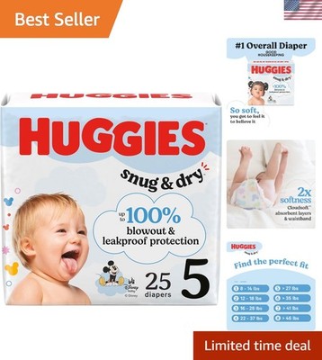 Snug & Dry Disposable Diapers Size 5 - 25 Count, Ultimate Comfort & Protection