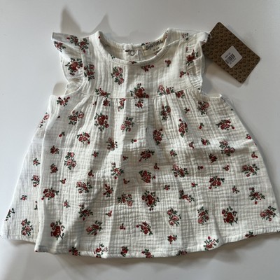 Sofia Mila Baby Boutique Girls Flowered Dress 0-3 Months. 100% Organic Cotton