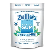 Zellie's Peppermint Xylitol Gum - Delicious 240 Count for On-the-Go Oral Health