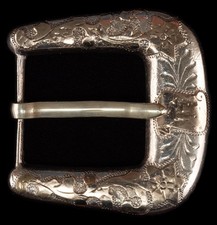 Sterling Silver Belt Buckle Gold Overlay Ranger Mexico Floral Buckle 62 Grams