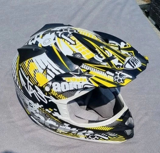 THH Helmet Off Road Motorcross XS 53-54cm TX-23 Hardly Worn Yellow White & Black - Image 3 of 4