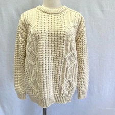 Gaeltarra Aran vintage wool handloomed fisherman cableknit sweater size 117cm/42