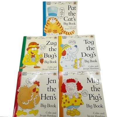 DK Big Books Pat the Cat and Friends 5 Book Set Colin Jacqui Hawkins Phonics