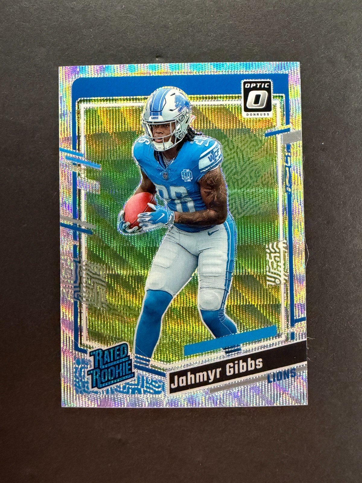 Jahmyr Gibbs 2023 Panini Donruss Optic Rated Rookie Wave /300 #236