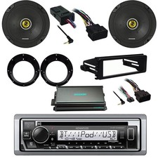 Kenwood 1-DIN Marine CD Receiver W/Kit, 2x 6.75" Speakers W/Adapters, Amplifier
