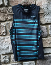 Zoot Mens Size M Performance Running Triathlon Tank Top Shirt Striped Blue