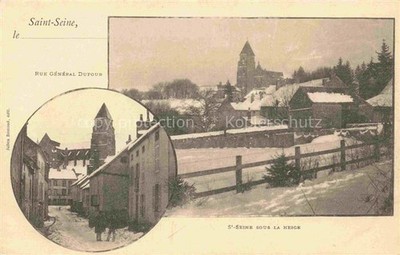 Saint-Seine-l Abbaye La ville sour la neige Rue Général Dufour