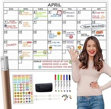 Large Dry Erase Wall Calendar 24 x 36 Undated Monthly