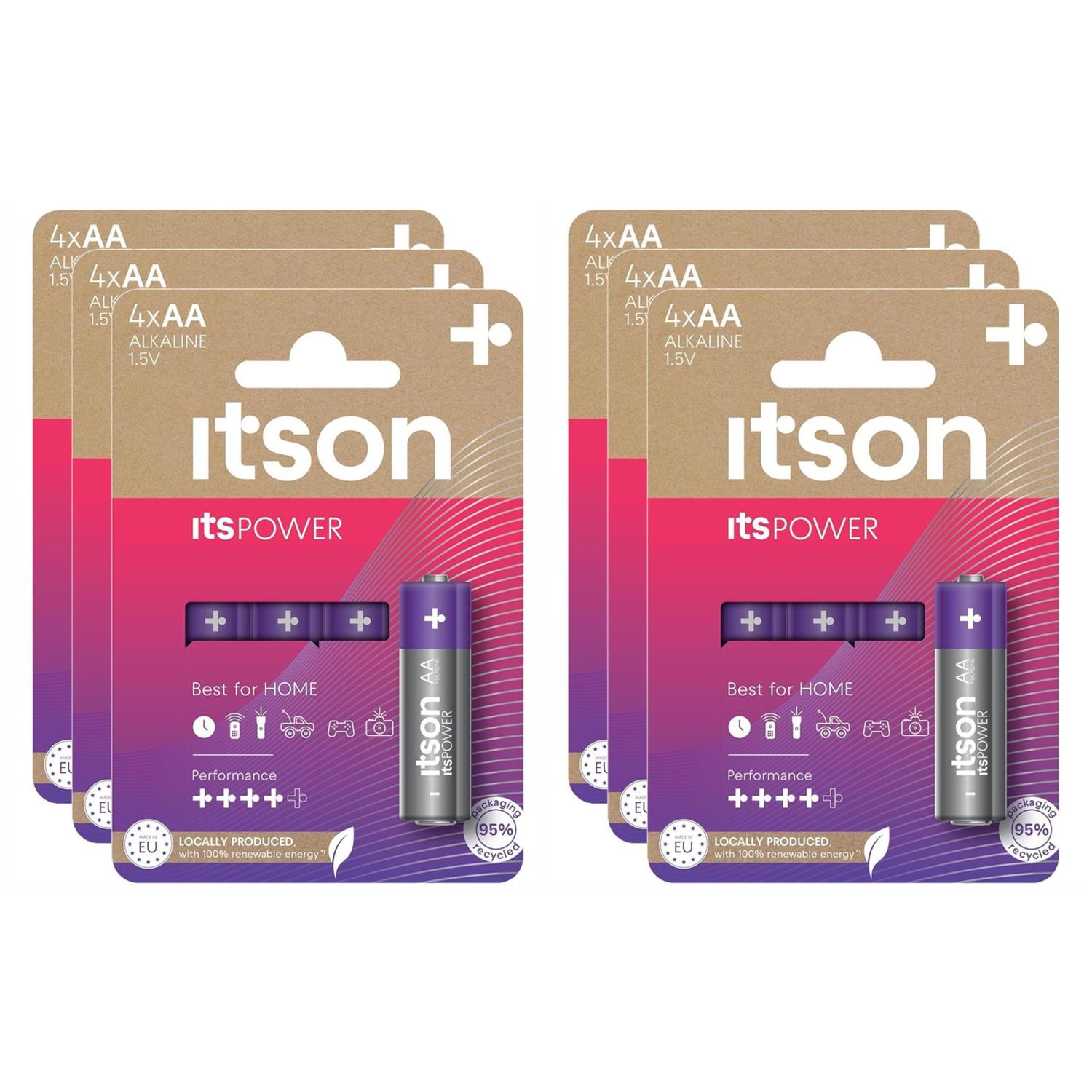 Piles alcalines AA LR6 ITSON lot de 24 pour remplacer les batteries épuisées de vos objets