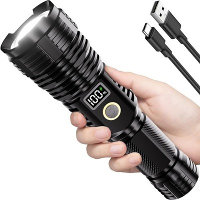 Flashlights High Lumens Rechargeable LED Super Bright Flash Light with LCD