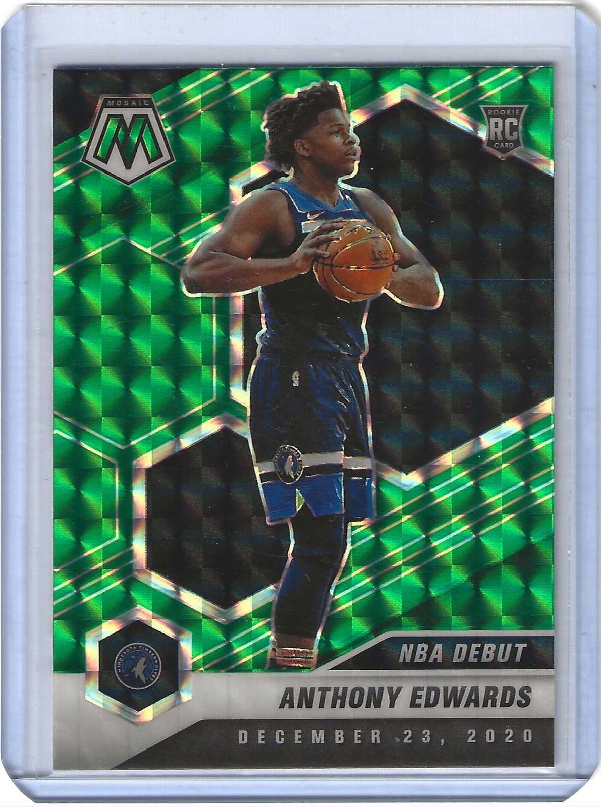 2020-21 Panini Mosaic #261 Anthony Edwards Mosaic Reactive Green