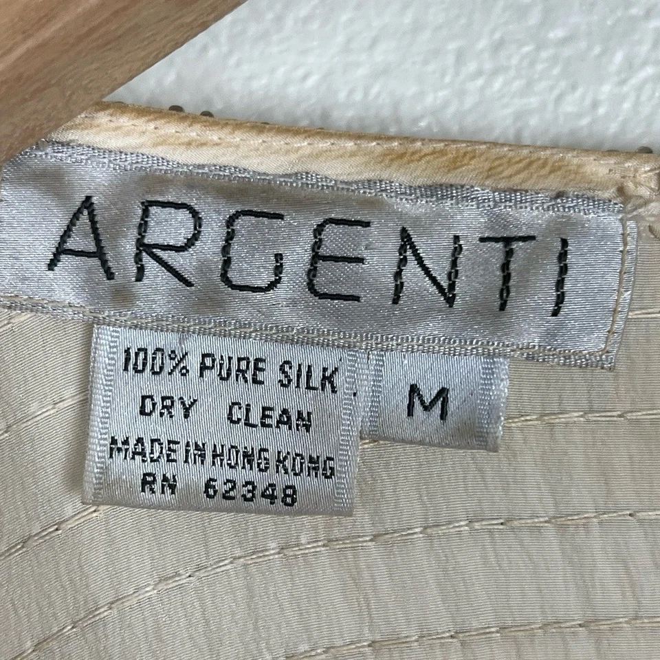 Top de mujer ARGENTI talla mediana blanco roto con cuentas lentejuelas vintage elegante Foto 3 de 4