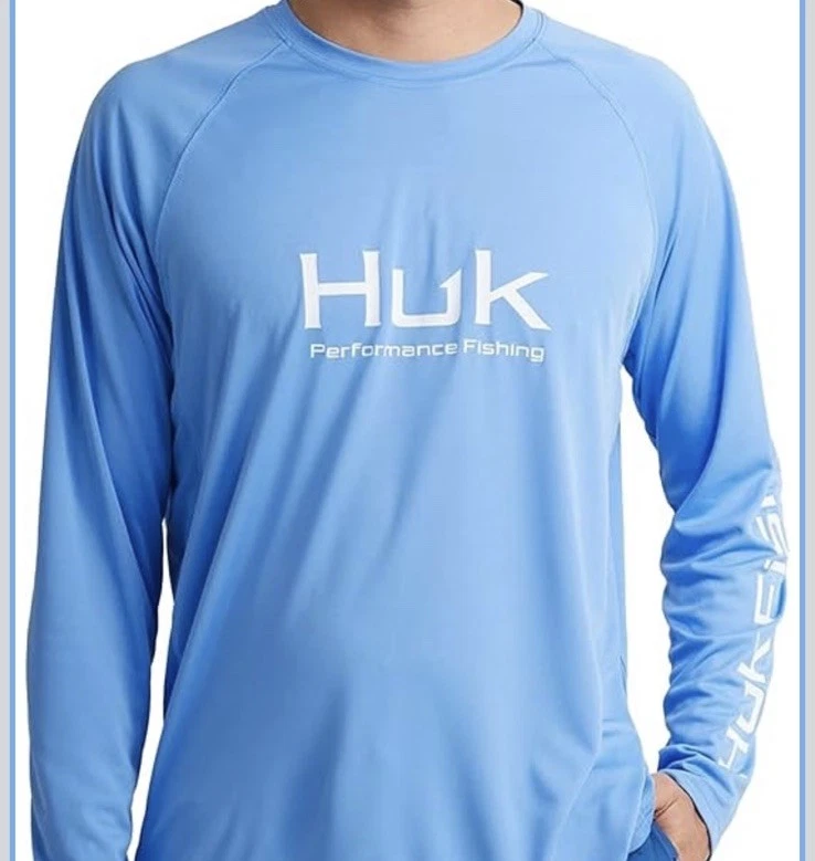 Huk Vented Pursuit Long Sleeve Shirt Marolina Blue Sun Protection Small Size