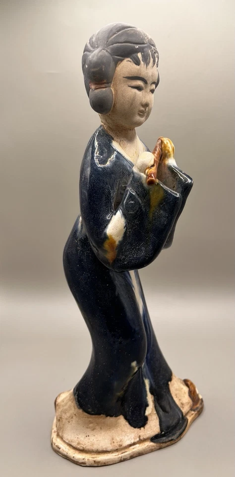 "Antigua figura funeraria antigua china grande de mujeres músicas 13"" H" Foto 2 de 4