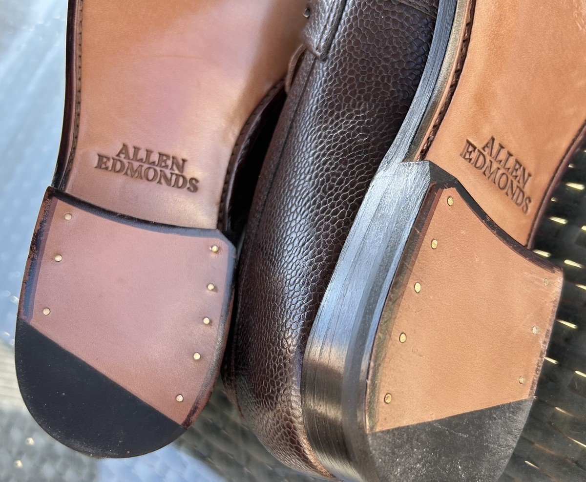 Allen Edmonds Mens Sidney Bit Loafers Brown Pebbled Leather 