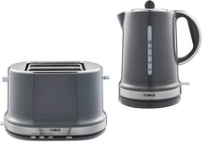 TOWER BELLE 1.5L KETTLE 3KW 2 SLICE TOASTER GRAPHITE GREY KITCHEN SET