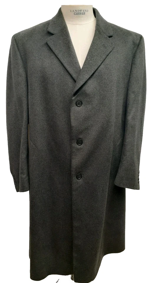 NEW Jos A Bank Overcoat Mens 46 Regular Grey 100% Cashmere Dress Coat topcoat - Image 2 of 4