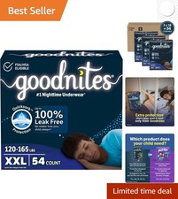 54 Count Boys' Nighttime Underwear XXL 120-165 lbs - Hypoallergenic Comfort