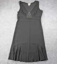 Vintage Adrianna Papell Midi Dress Womens 12 Little Black Dress Beaded Babydoll