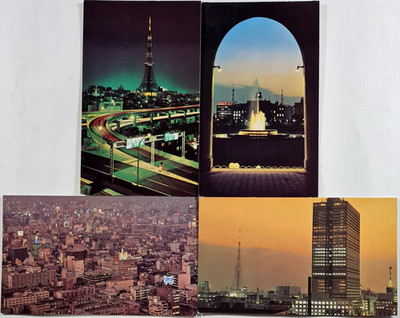 Postkarten Lot 4 x Tokio JAPAN Tokyo Tower, City Views by Night alte AK ~1960/70