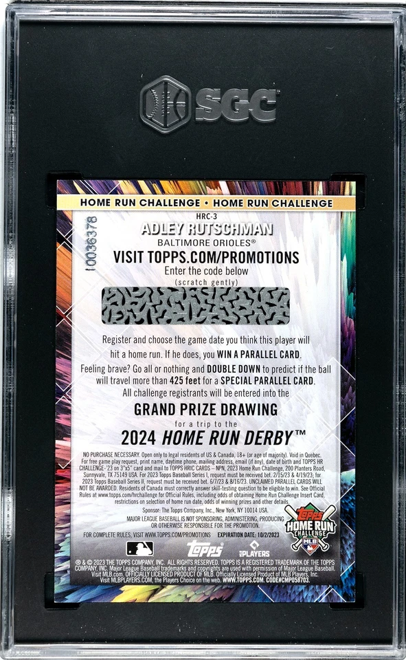 Adley Rutschman (RC) 2023 Topps Home Run Challenge Card HRC-3 Orioles SGC 9.5 - Image 2 of 2