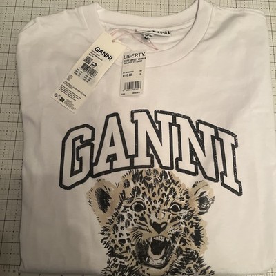 GANNI Basic Jersey Leopard relaxed T-Shirt in XL
