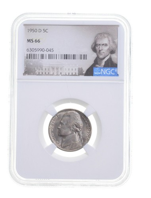 #ad 1950 D MS66 Jefferson Nickel NGC Graded Special Label $31.95