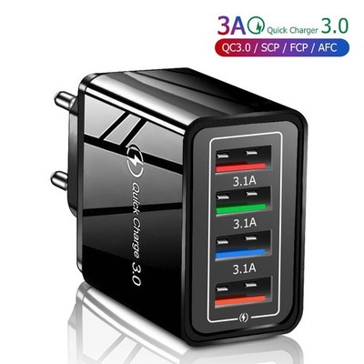 4 Port USB Wall Charger USB Fast Quick Charge QC 3.0 Power Adapter Plug US Lot