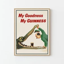 Guinness Crocodile Poster – Vintage John Gilroy Irish Beer Advertisement Art