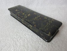 Long Lacquerware Trinket Box, Lacquered with Stunning Birds Design, Red Inside