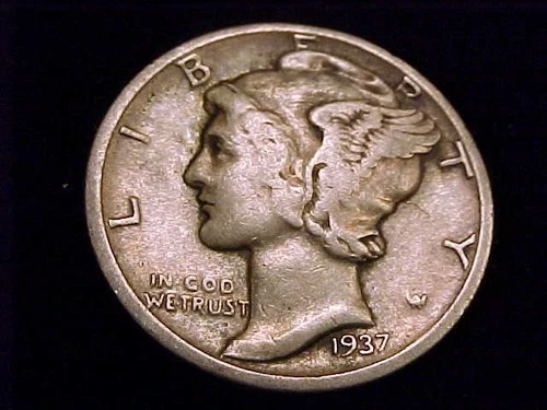 1937-D  Mercury Dime, Fine Grade.
