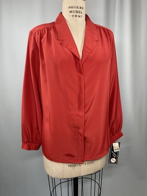 NWT NEW Vintage Blouse Top SIZE EXTRA LARGE XL 15/16 red SOUTHERN LADY 70s 80s
