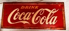Vtg Enjoy Coca Cola SST Tin Embossed Metal Canadian Advertising Soda Pop Sign Ex