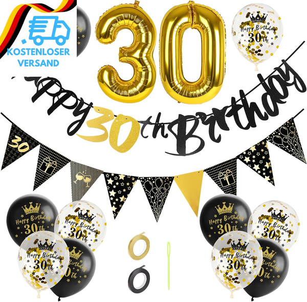 Goldrock Deko 30 Geburtstag MäNner Frau, 30 Geburtstag Deko Luftballons Set, Geb-image