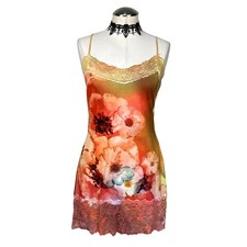 Vtg Y2k Ransome Floral Lace Colorful Spring Summer Boho Coquette Tank Dress XL