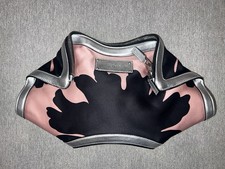Alexander McQueen Black/Pink Satin Medium Flo...