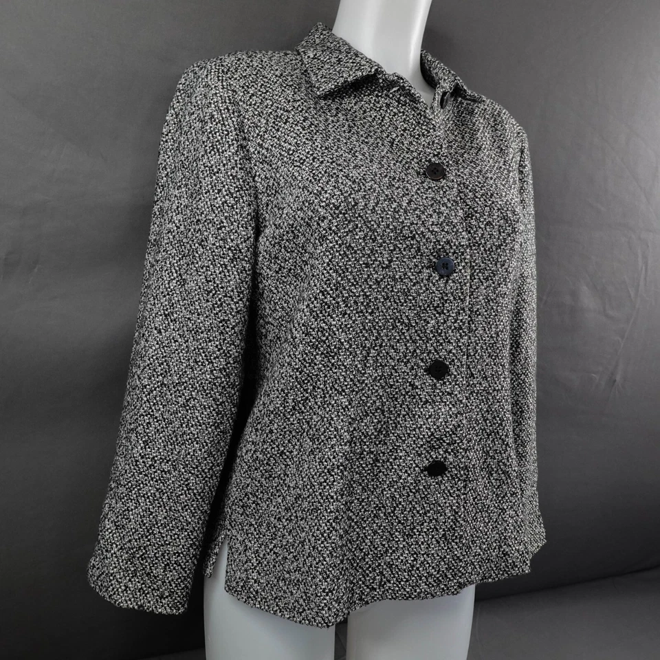 Christopher Banks 女式西装外套小号黑色粗花呢学院风极简职业办公室 — 第 2/4 张图片