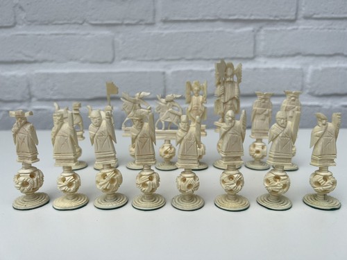 Schach geschnitzt Hong Kong Chess Set Carved Hang On Ivory Mystery Puzzle Ball - Bild 13 von 16