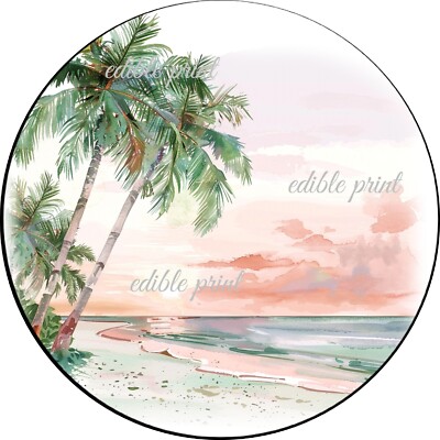 Aquarell Happy Birthday, Reise, Strandurlaub essbar Druck