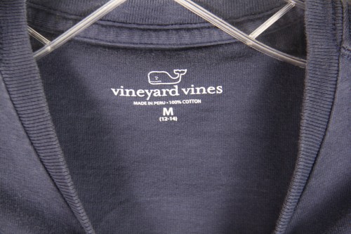 Vineyard Vines Shirt Boys M 12-14 Blue Short Sleeve Pocket My Cat Tee Youth - Picture 3 of 6