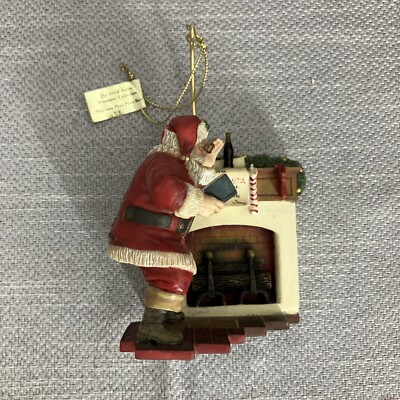 Dear Santa Please Pause Here 1999 Coca Cola Ornament Fireplace