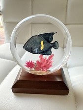 Vintage Lucite Fish Tank Paperweight Coral Aquarium Artist Signed Wald 1989